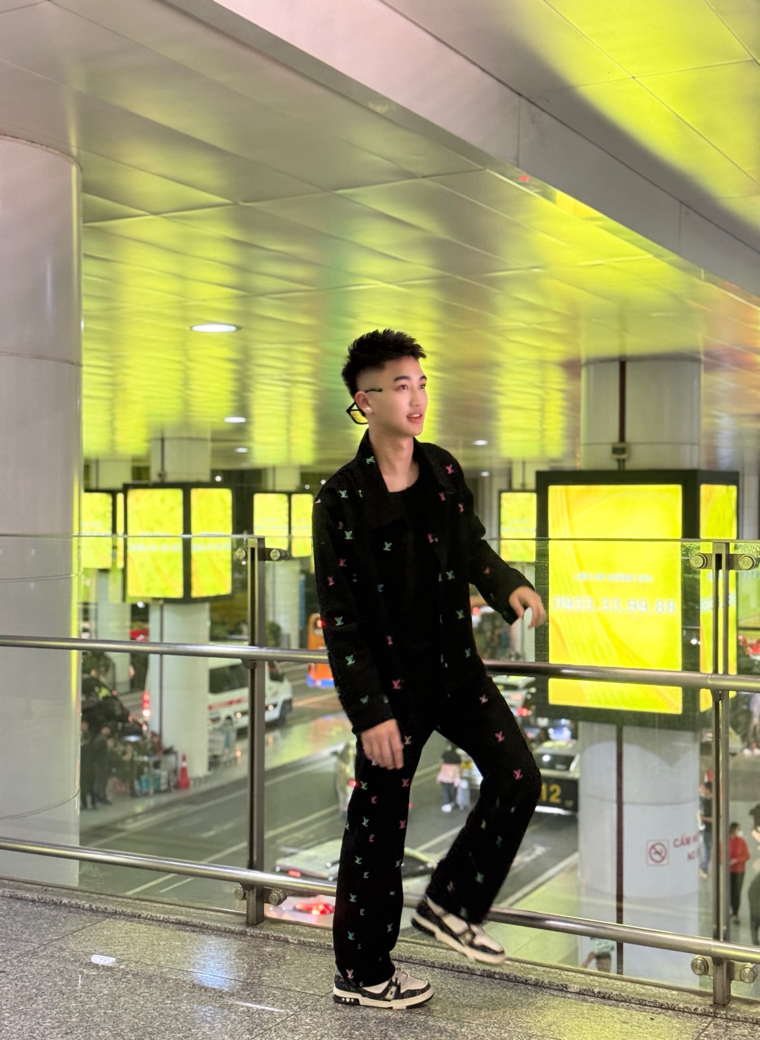 Stylish Moment at a Modern Transit Hub